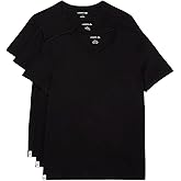 Lacoste Mens 100% Cotton Regular Fit V-Neck Undershirt, 3-Pack