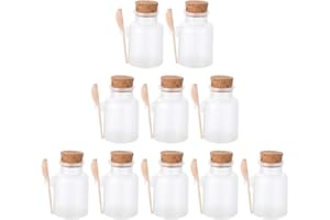 Healeved 10pcs 100g Frosted Bath Salt Jars with Cork Scoop Refillable Sea Salt Containers for Bathroom