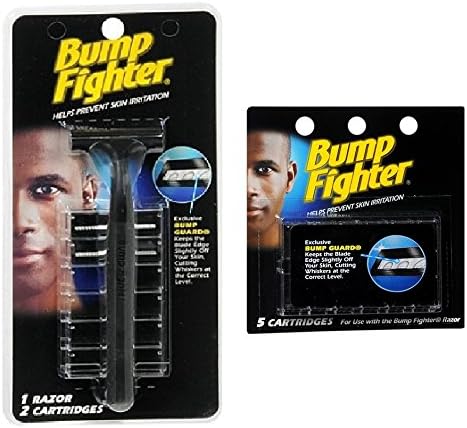 Bump Fighter Refill Razor w/ 2 Cartridges + Bump Fighter Refill Cartridge Blades - 5 ea. + FREE Assorted Purse Kit/Cosmetic Bag Bonus Gift