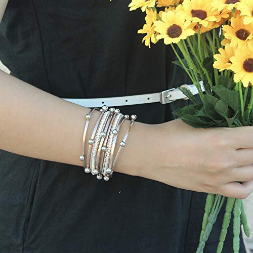 FANCY SHINY Bead Leather Bracelet Boho Wrap Bracelet Layered Rhinestone Cuff Bracelet with Magnetic Clasp,7.5"(Rose Gold)