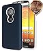 Moto G6 Play Case, Moto G6 Forge Case with Aoways Tempered Glass Screen Protector, Anti-Slip Hard Back Cover + Soft TPU Shockproof Inner Protective Case for Motorola Moto G6 Play - Blue