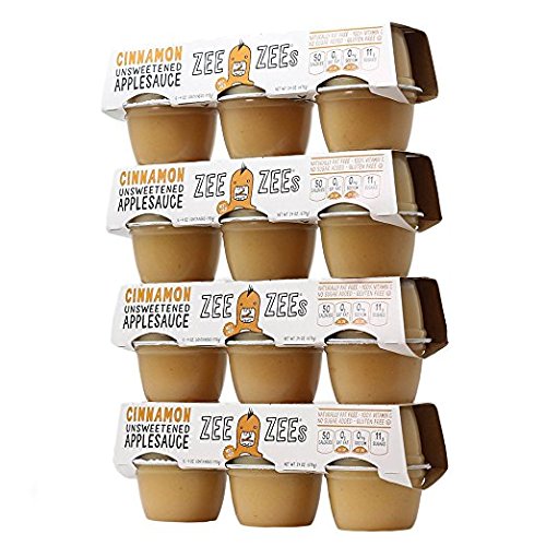 Zee Zees Unsweetened Cinnamon Applesauce Cups, All Natural, No Sugar Added, 4 oz Cups, 24 pack