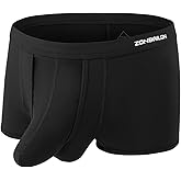 ZONBAILON Men's Dual Pouch Underwear Short Leg Bulge Boxer Briefs Separated Pouch Modal Trunks