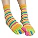 Zeroest Women's Soft Cotton Toe Socks - Colorful Rainbow Five Finger Socks for Girls - 4 Pairs