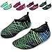 L-RUN Children Water Shoes Breathable Water Exercise Shoes Strip Green US 2.5-3.5=EU 34-35