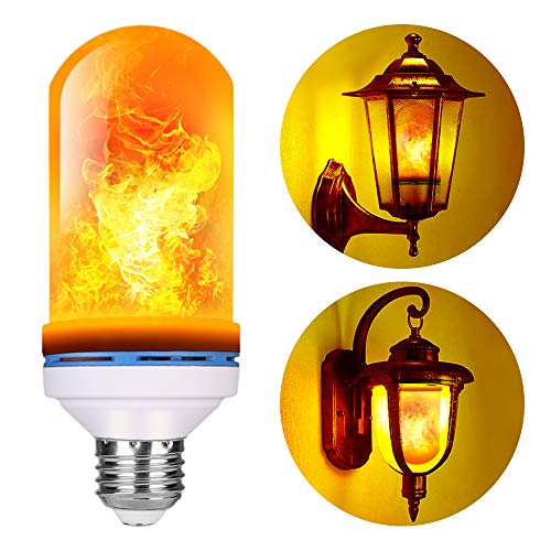 MASCOTKING Flame Bulb,LED Flame Effect Light Bulb 4 Modes with Upside Down Effect,E26 Standard Base, Simulated Decorative Light for Holiday Decoration/ Hotel/ Bars/ Home/ Restaurants(2 Pack)