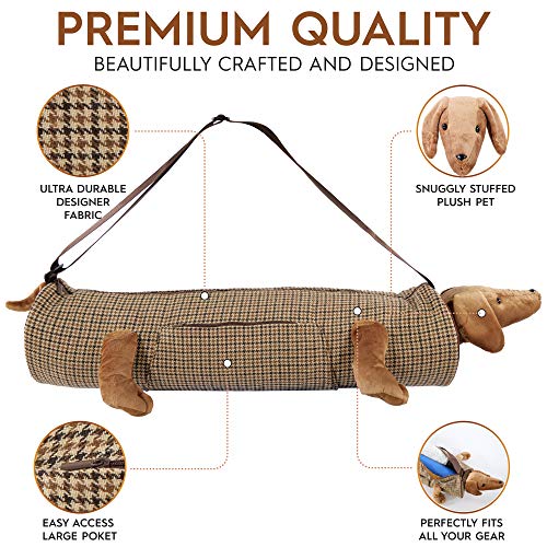 YogaPets-Full-Zip-Exercise-Cute-Yoga-Mat-Tote-Bag-with-Plush-Animal-Design-MediumLarge-Mat-Carrier-with-Strap-Side-Pocket-Fits-Most-Size-Mats