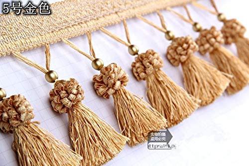 Lace - 12 Meters/lot Hot Sale Globule Curtain Tassel Fringe European-Style Curtains Lace Trim for Sewing Fabric Accessories Decoration - (Color: Rice Wine)