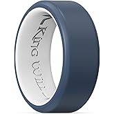 King Will Men's Silicone Wedding Bands, 8mm Comfort Fit with Unique Inner Groove Design, Rubber Engagement Rings for Daily Wear and Activities - 1/4 Variety Multipack