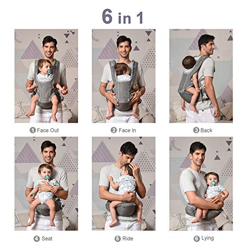 image for Bable Baby Carrier Hip Seat, Front and Back Baby Shoulder Carrier with