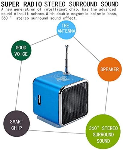 Yoidesu Portable Mini Speaker Music Player FM Radio Battery Powered Mini Digital Display Screen Speaker Music Player for Computer&Cell Phone Support TF Card and U Disk (Blue) - Image 5