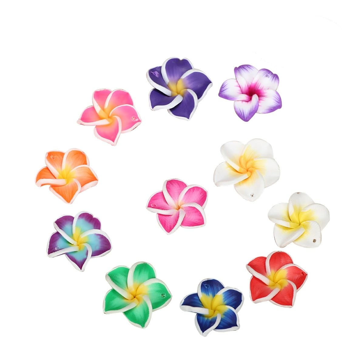 Healifty Polymer Plumeria Flower Hair Decoration Barrettes and Phone Case Decor Accessories for Beach Party Wedding 1.60In Soft Clay Tropical Flower Charms