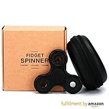 UNI-Novelty Tri-Spinner Fidget Toy Hybrid Ceramic Bearing Stress Reducer for ADD, ADHD, Anxiety, and Autism Adult Children with EVA Bag and Cleaning Cloth (Black)