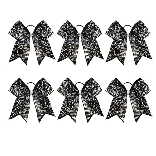 8" Large Glitter Cheer Bows,Rhinestones Cheer Hair Bow(Black 6) at Amazon