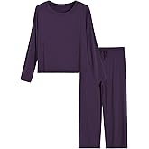 Latuza Women's Petite 2 Piece Pj Lounge Set Petite Length Top Wide Leg Pants