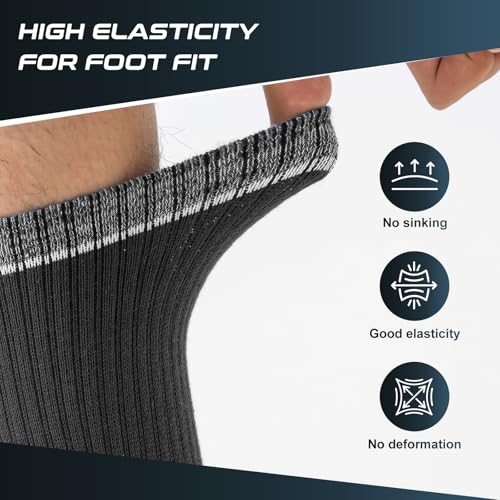 inaWarm Men's Cotton Hiking Socks, 5 Pairs, Cushioned and Breathable | 85% cotton with full cushioning and breathable mesh; moisture-wicking crew socks for walking, trekking, work and sports