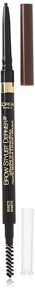 L’OREAL PARIS MAKEUP BROW STYLIST DEFINER WATERPROOF EYEBROW PENCIL, ULTRA-FINE MECHANICAL PENCIL, DRAWS TINY BROW HAIRS AND FILLS IN SPARSE AREAS AND GAPS, BRUNETTE, 0.003 OUNCE (1 COUNT)