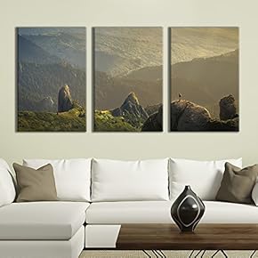 3 Panel Canvas Wall Art - Majestic Natural Landscape Triptych Canvas Series - Grand Valley Peak - Giclee Print Gallery Wrap Modern Home Art Ready to Hang - 16"x24" x 3 Panels