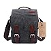 BLUBOON Vintage Canvas Camera Bag Shockproof Leather DSLR SLR Messenger Shoulder Bag Waterproof (Black)