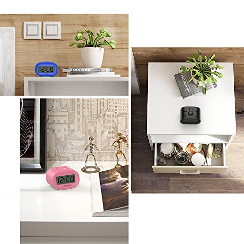 Digital Alarm Clock, MoKo High Accuracy Mini LCD Display Kids Clock Night Light Travel Bedside Alarm Clocks with Snooze Time Backlight Electronic Home Office Table Clock - BLUE