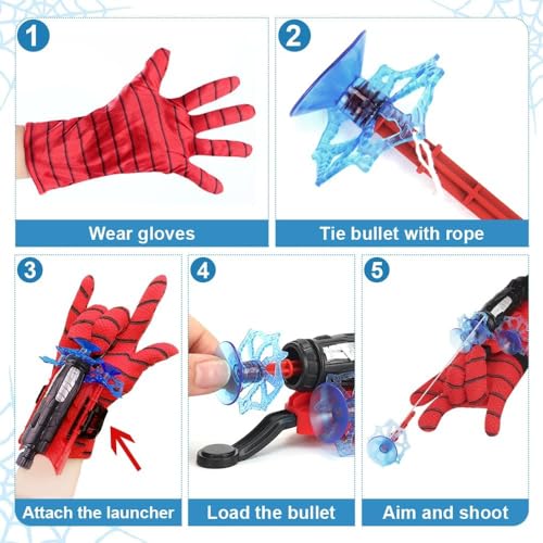 ovixa Superhero Spider Web Shooter Toy – Wrist Launcher with Gloves for Boys, Men & Kids | Cool Party Gadget, Cosplay Toy Gift