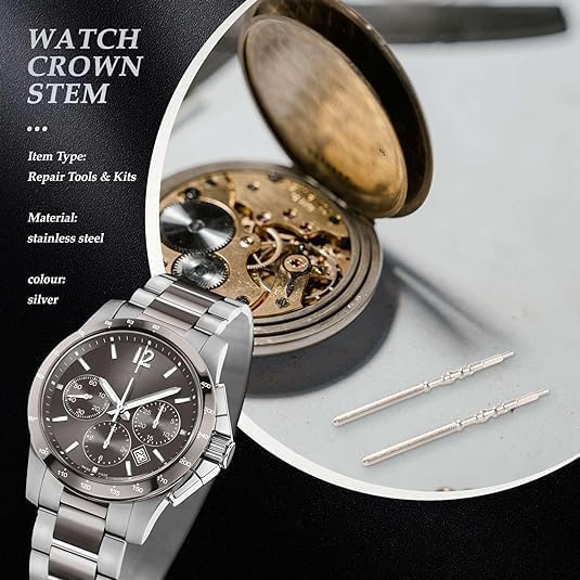 YuanHolumid 5Pcs Silver Movement Watch Steel Stem Crown Kit Watch of Parts NH35 NH36 NH38 NH39 Movement Stem Spare Parts Accessories
