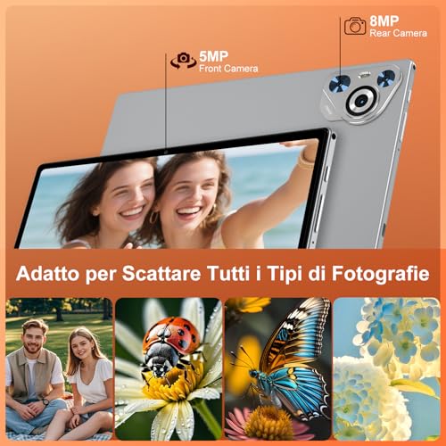 Android Tablet 15, 30GB RAM 128GB ROM(TF 2TB Expandable), 10 Inches, 8000mAh, WIFI 5G/GPS/BT5.0/OTG, Face ID, Widevine L1, Tablets Metal Body with Keyboard, Mouse, Protective Case – Grey