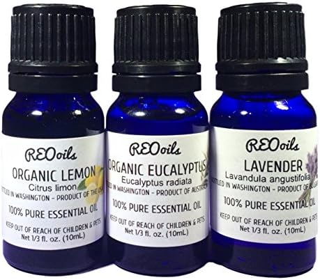 Best Selling Essential Oils Starter Kit- 3 Pack, Widcrafted High-Altitude Lavender, Organic Lemon and Organic Eucalyptus, 10 ml Each, Euro Droppers