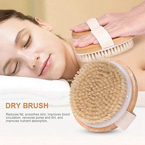 Dry Brushing Body Brush, WooyMo Natural Bristle Scrub Brushes Dry Skin Body Brush For Cellulite Treatment, Increase Circulation And Tighten Skin