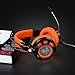 Ailihen K6 USB 2.0 Over Ear Gaming Headsets with Microphone with LED Light, 6.5 Feet - Black / Orange