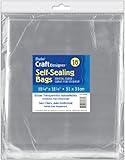 Darice 1115-20 18-Pack Plastic Acid Free Self Sealing Bags, 12-1/4 by 12-1/4-Inch, Clear