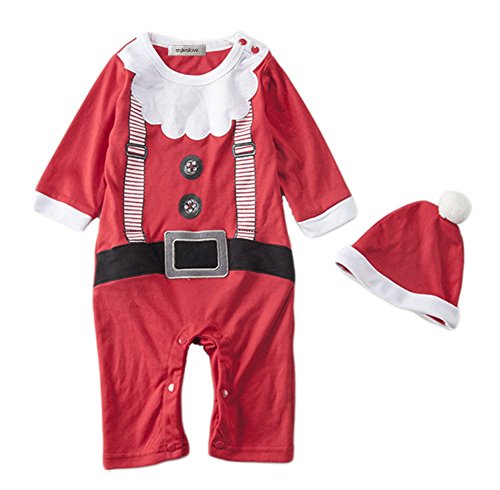 StylesILove Infant Toddler Young Kids Christmas Baby Boy Holiday Santa 2-PC Costume Romper