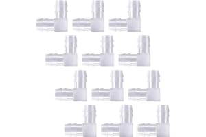 JIZLAN 10 Pcs 3/8 Inch Plastic 90 Degree Hose Barb Elbows, Transparent L Tube Connectors, 2 Way Equal Barbed Joint Adapters for Boat Aquarium Hose Fittings