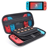 Switch Carrying Case for Nintendo Switch Game Console & Accessories - GLCON Nintendo Switch Travel Case Storage Pouch with 20 Game Cartridges - Hard Shell Protective Switch Case (Black Gray)