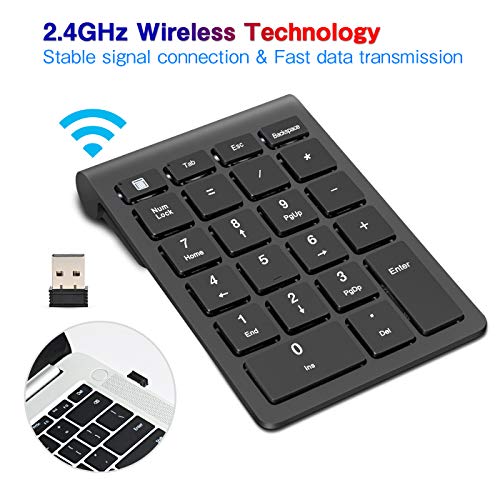 Wireless Numeric Keypad, TRELC Keyboard 22 Keys Multi-Function Number Pad with 2.4G Mini USB Receiver for Laptop, PC, Desktop, Notebook
