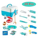 FunsLane Dentist Toy Doctor Kit for Kids, 20 Pcs Pretend Play Dentist Tools Medical Set for Toddlers Costume Role Play, School Classroom Educational Toy, Blue