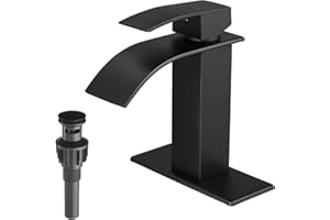 VOTON Black Bathroom Faucets Modern Waterfall Bathroom Sink Faucet Matte Black Single Handle Bathroom Faucet for 1 or 3 Holes