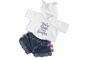 STUFFEMS TOY SHOP Adorable Unicorn Hoodie/Shorts Fit Most 16 inch Build A Bear and Make Your Own Stuffed Animals