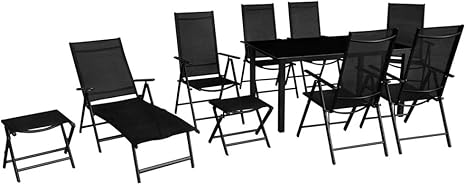 Festnight - Juego de comedor plegable para jardín (10 piezas, aluminio