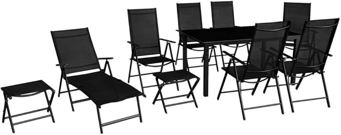 Festnight - Juego de comedor plegable para jardín (10 piezas, aluminio