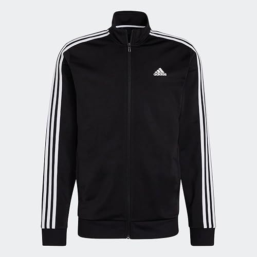 adidas mens Essentials Warm-up 3-stripes Track Top Jacket, Black/White,  X-Small US