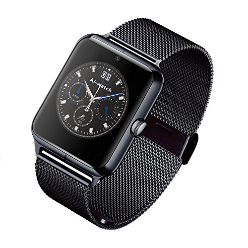 Smartwatch, Collasaro Sweatproof Smart Watch Phone with Camera and SIM Card Slot, Smart Watch for Android Samsung IOS iPhone LG Sony HTC Smartphones (Black Metal)