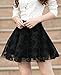 Sweetylove Women's Stretch High Waist Pleated Lace Tulle Tutu Casual Skirt Black (L, Skirt Length =39cm)
