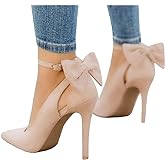 PiePieBuy Women's Pointed Toe High Heels Ankle Strap D'Orsay Pumps Shoes Bow Wedding Bowtie Back Dress Sandals
