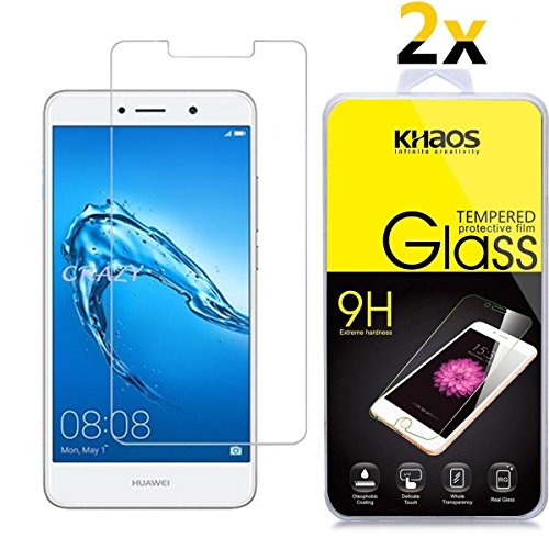 [2-Pack] Khaos for Huawei Y7 2017 HD Clear Tempered Glass Screen Protector, with Lifetime Replacement Warranty