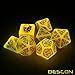 Bescon Glowing Halloween Polyhedral Dice 7pcs Set, Luminous Halloween RPG Dice Set, Glow in Dark Halloween DND Game Dice
