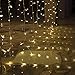 LEORX Curtain Lights 300 LEDs 9.8 X 9.8ft, 8 Modes Curtain Fairy Lights for New Year Wedding Party Bedroom Garden Patio Outdoor Indoor, Warm White