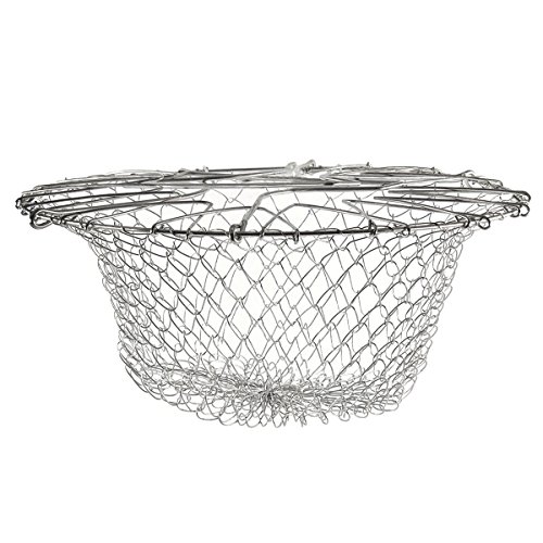 DayCount Foldable Deep Fry Steam Basket Stainless Steel Fryer Basket Present Fried Chip Strainer Portable Frying Net