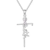 Grmdit Breast Ovarian Lung Cancer Necklace 925 Sterling Silver Awareness Faith Pendant Necklace Jewelry Gifts for Women