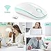 Jelly Comb 2.4G Slim Wireless Mouse with Nano Receiver, Less Noise, Portable Mobile Optical Mice for Notebook, PC, Laptop, Computer, MacBook MS001 (White and Green)